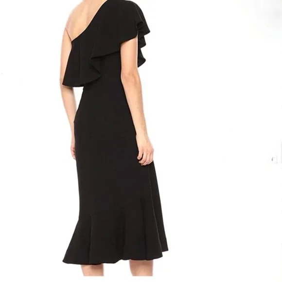 NWOT Dress the Population Raquel One Shoulder Ruffle Mermaid Midi Dress Sz -S - Picture 2 of 6